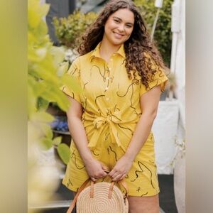 Smash + Tess Sunchaser Shorty Romper Freedom Feels Yellow Seersucker Size 3XL